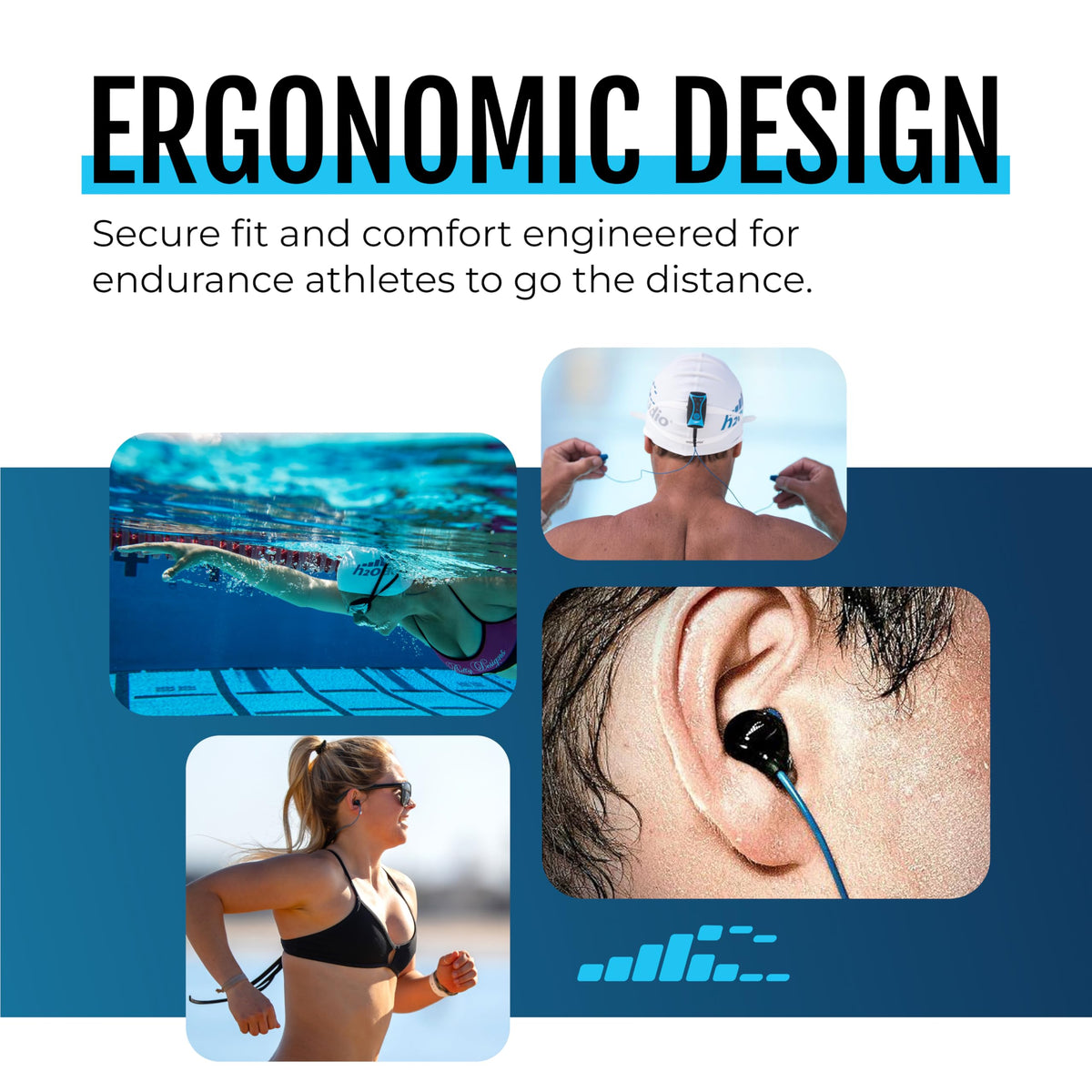 H2O Audio Surge S+ short cord detail reducing drag during exercise