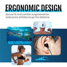 H2O Audio Surge S+ short cord detail reducing drag during exercise