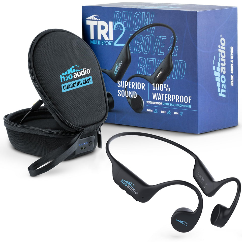 H2O Audio TRI 2 bundle with charging case powering workouts on the go