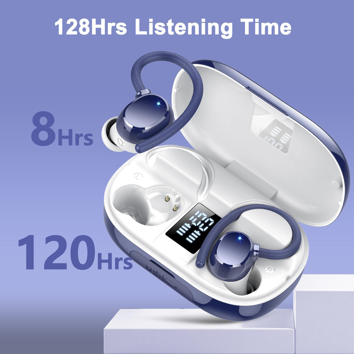 Hadbleng ear buds with charging case display shows remaining power