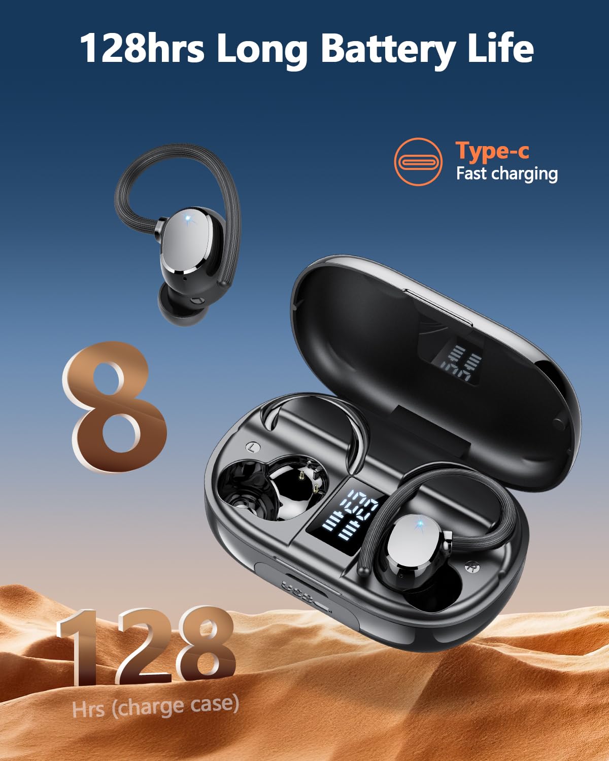 hadbleng Q22 charging case open revealing earbuds and fast Type-C charging convenience