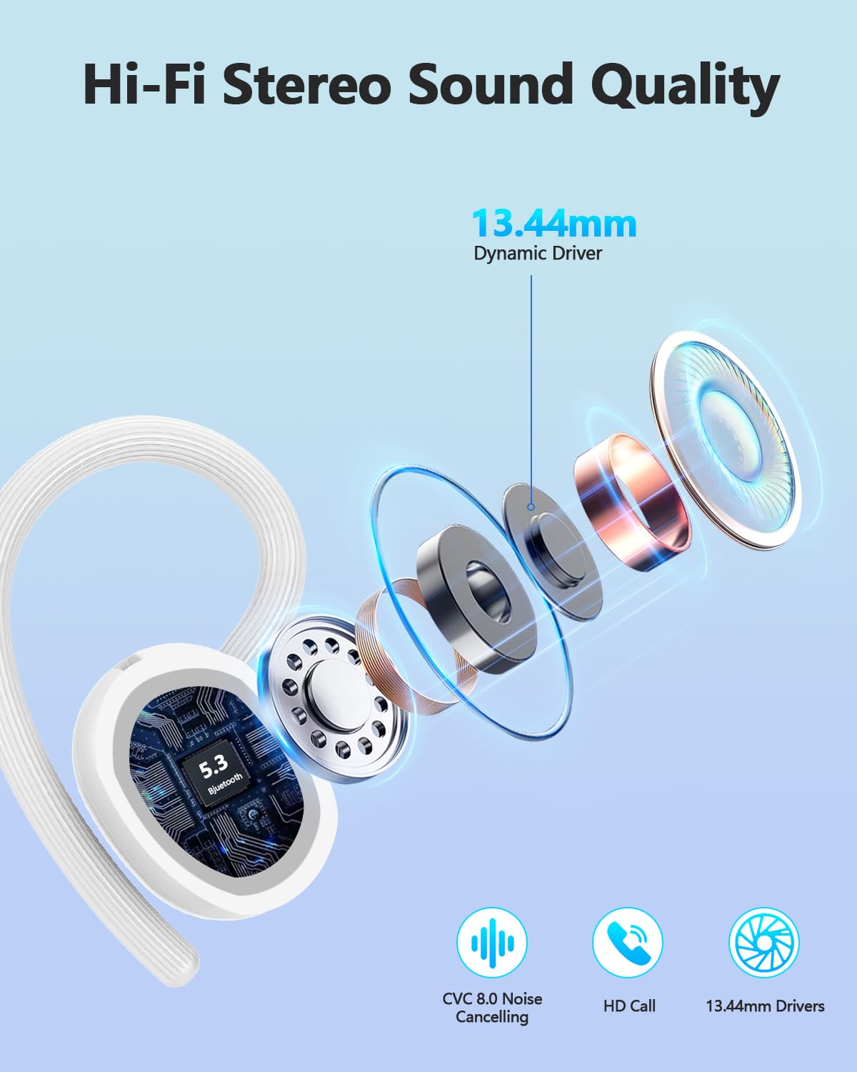 hadbleng Q22 earbuds in hand for size and scale convenience