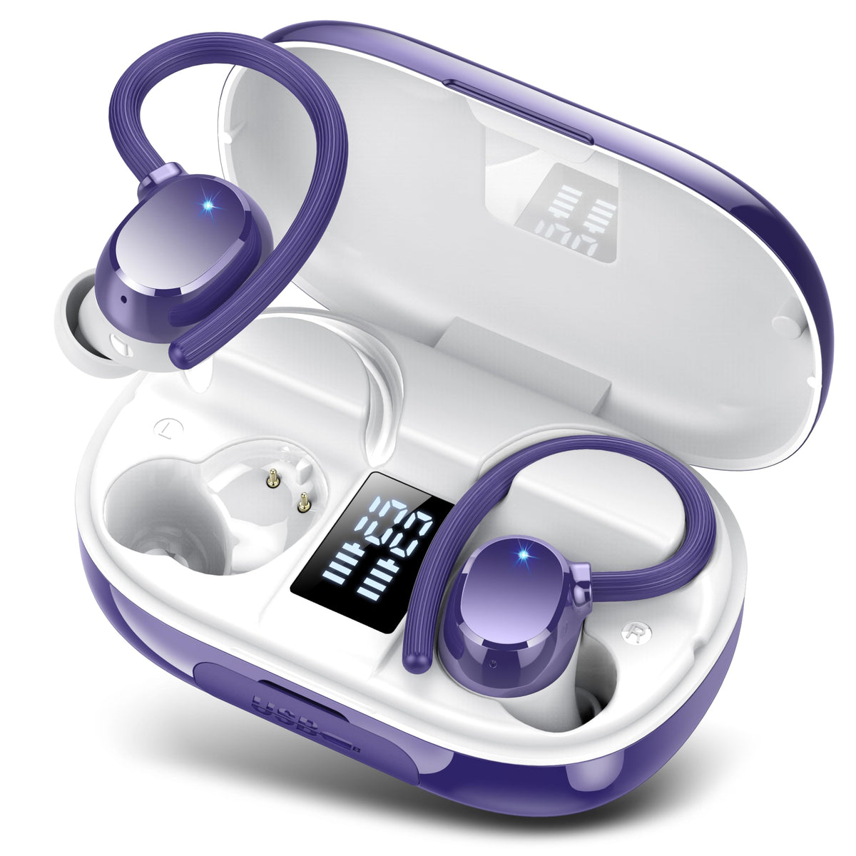 hadbleng Q22 front packaging showing earbuds and case, clear product benefit