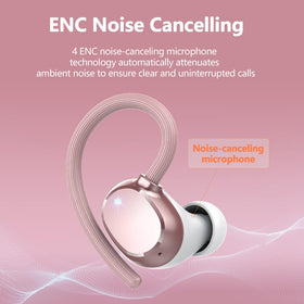 hadbleng earbuds and case beside smartphone to show compact scale and portability