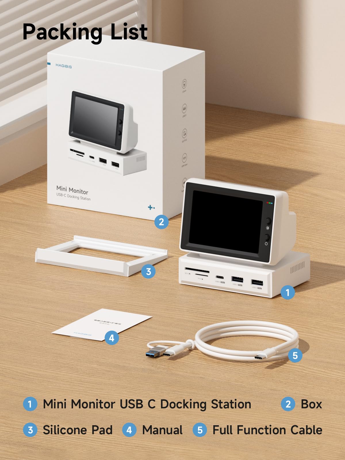Hagibis compact desk setup fits small laptops