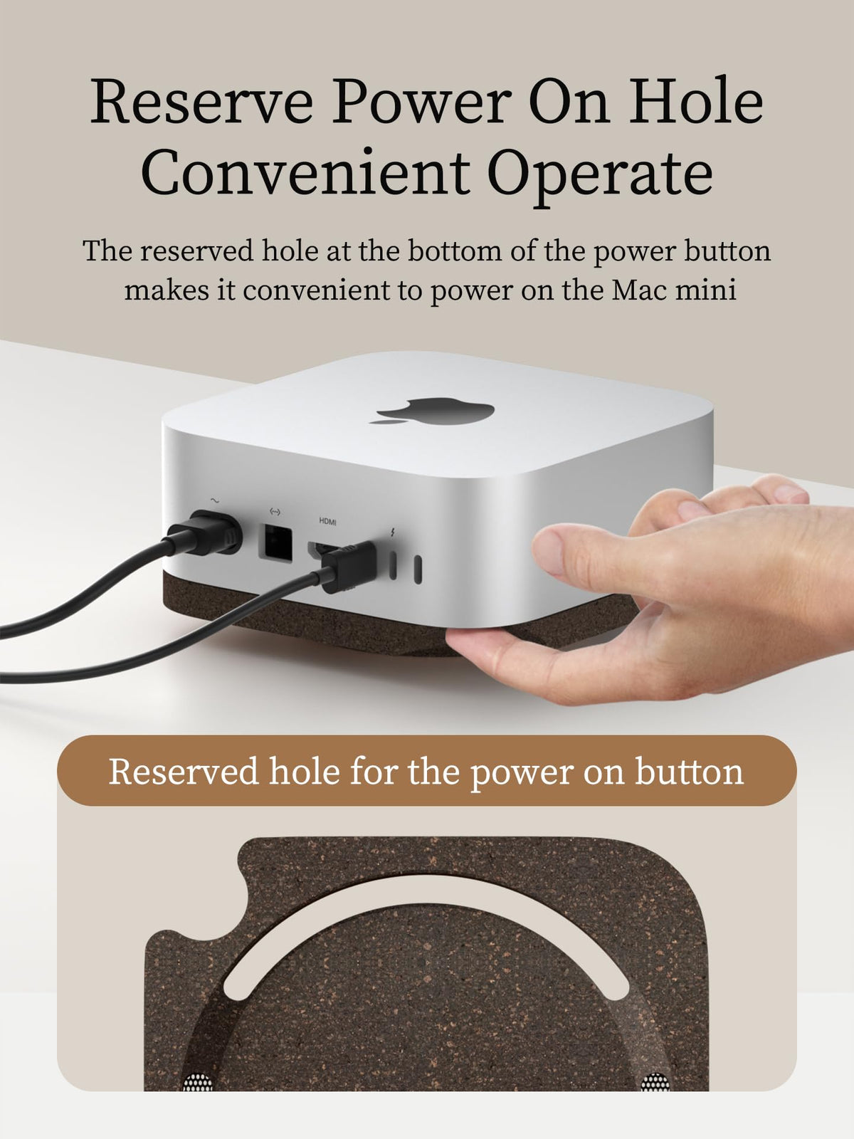 Hagibis M4 stand with power-on hole for easy startup access