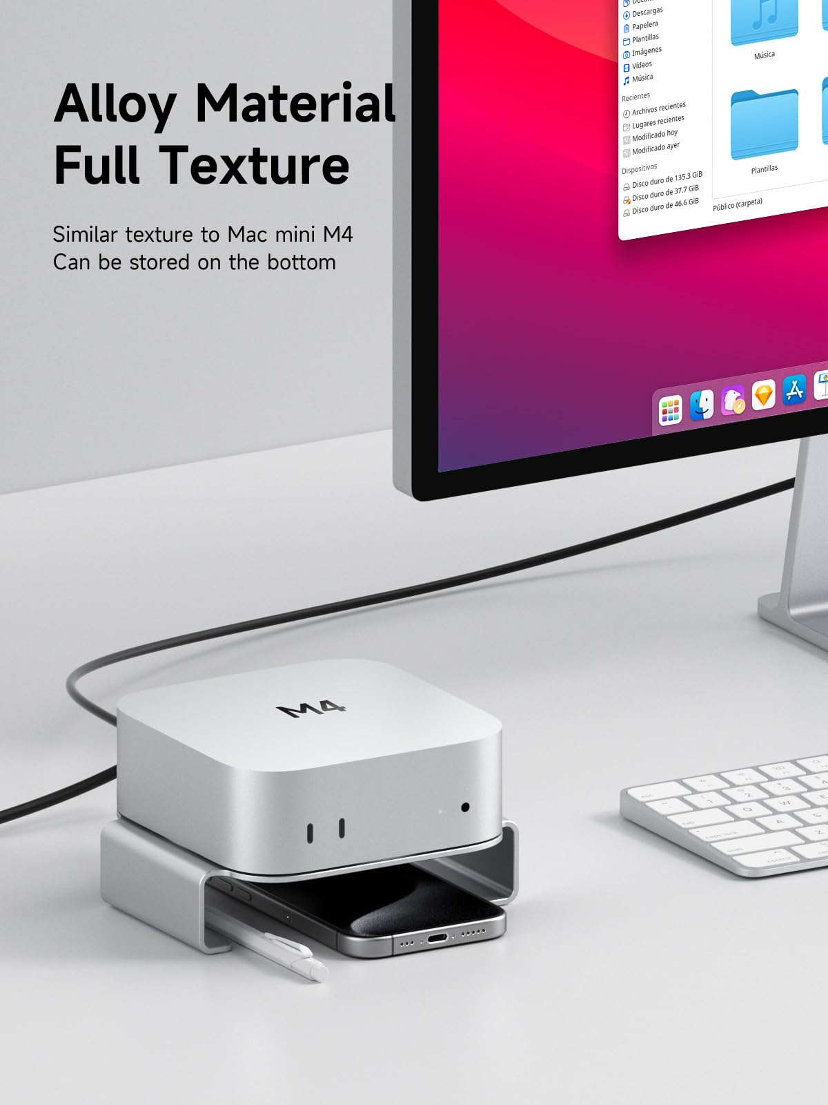 Hagibis Mac mini M4 Stand bottom pad provides anti-slip protection.