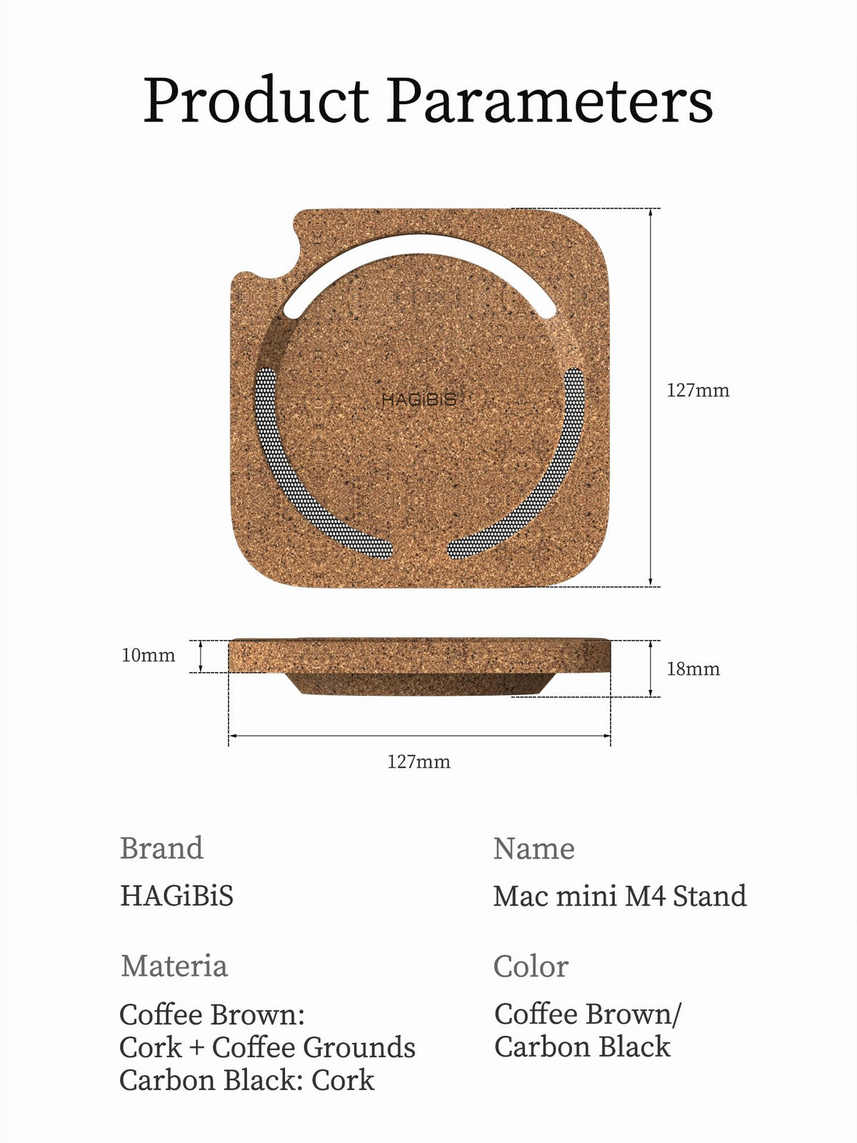 Hagibis stand with Mac mini on desk demonstrating improved cable management