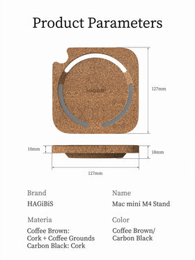 Hagibis stand with Mac mini on desk demonstrating improved cable management