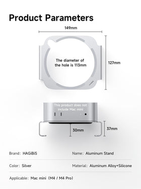 Hagibis Mac mini M4 Stand dock-area ready for peripherals.