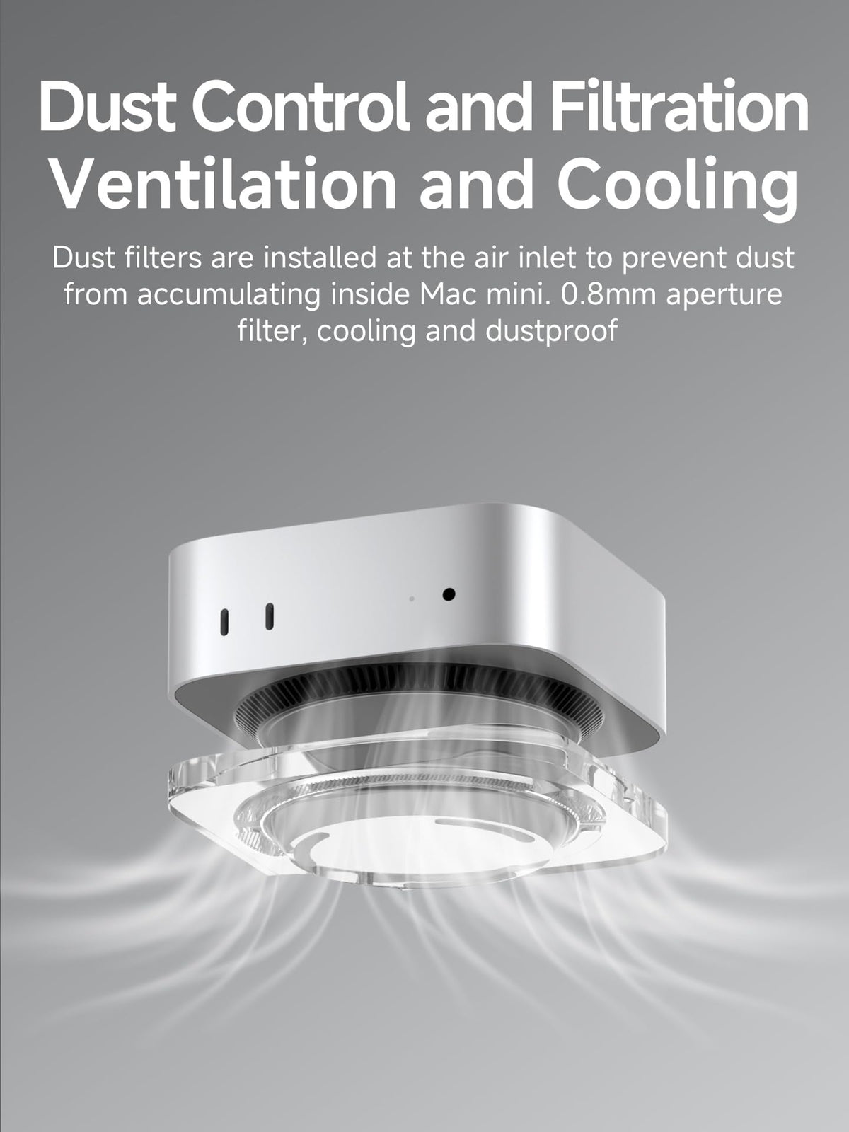 Hagibis Mac mini M4 Stand dust filter captures particles for cleaner internals.