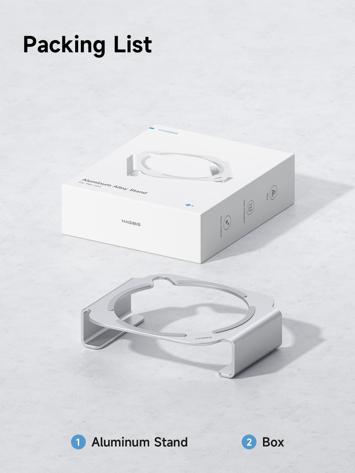 Hagibis Mac mini M4 Stand packaged for easy setup.