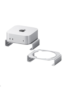 Hagibis Mac mini M4 Stand top view shows elevated airflow and tidy cable space.