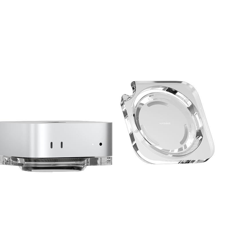 Hagibis Mac mini M4 Stand top view keeps workspace neat with easy access.