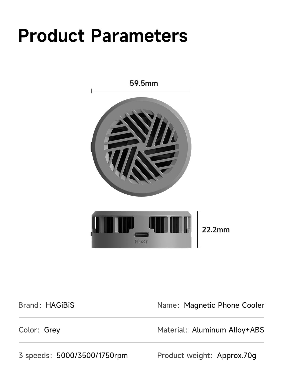 Hagibis three-speed cooling settings for office, gaming, or travel use.