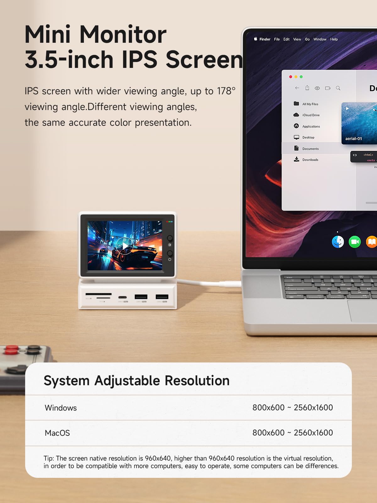 Hagibis USB-C hub ports enable easy peripheral expansion