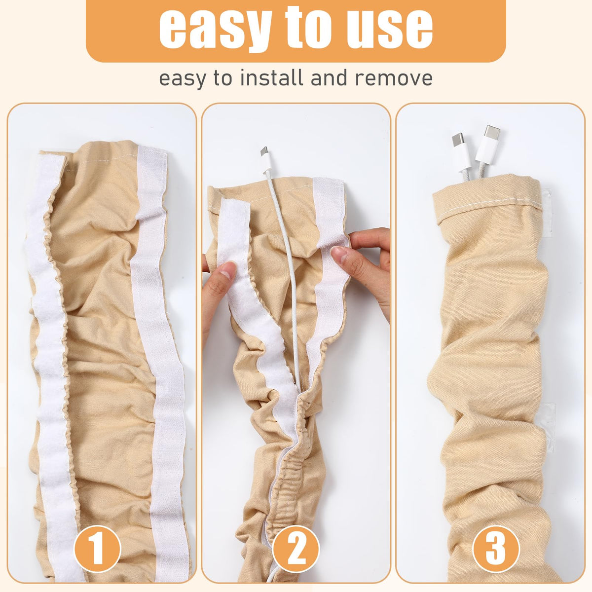 Hahafelt office cable organization with durable burlap cord sleeve