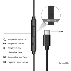 HAIMLJLBK USB-C earphones with DAC chip for clear hi-fi audio.
