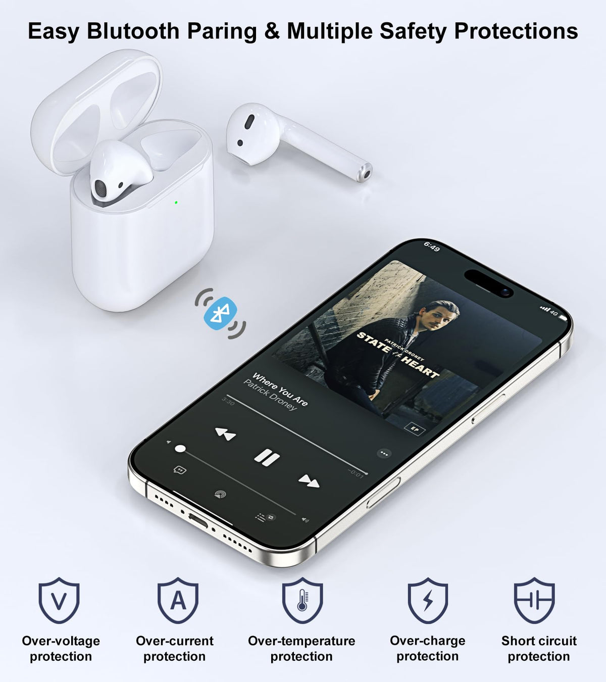 Haino AirPods case battery-status LED helps monitor power during travel.