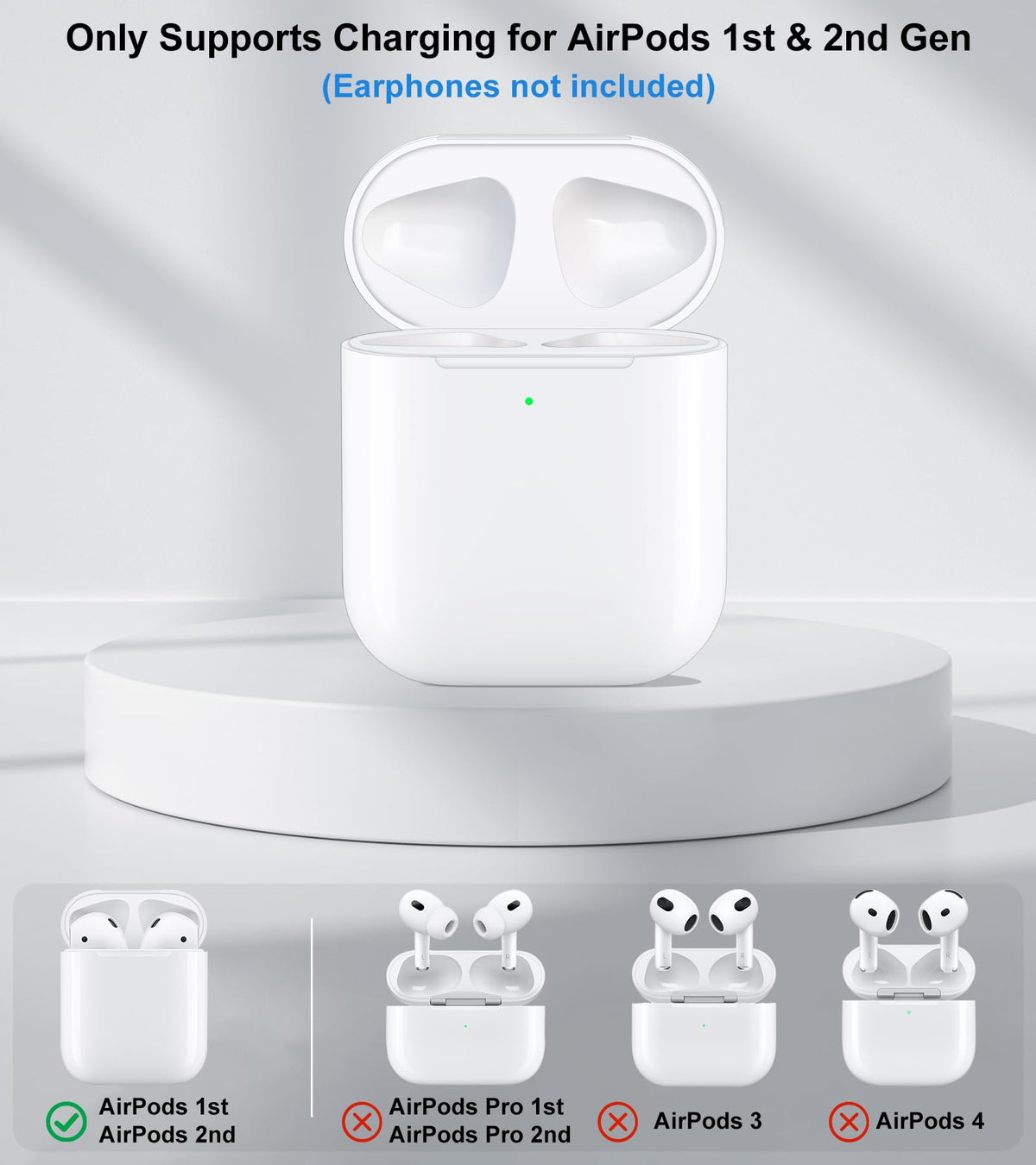 Haino AirPods case inside lightning-port for wired charging on the go.