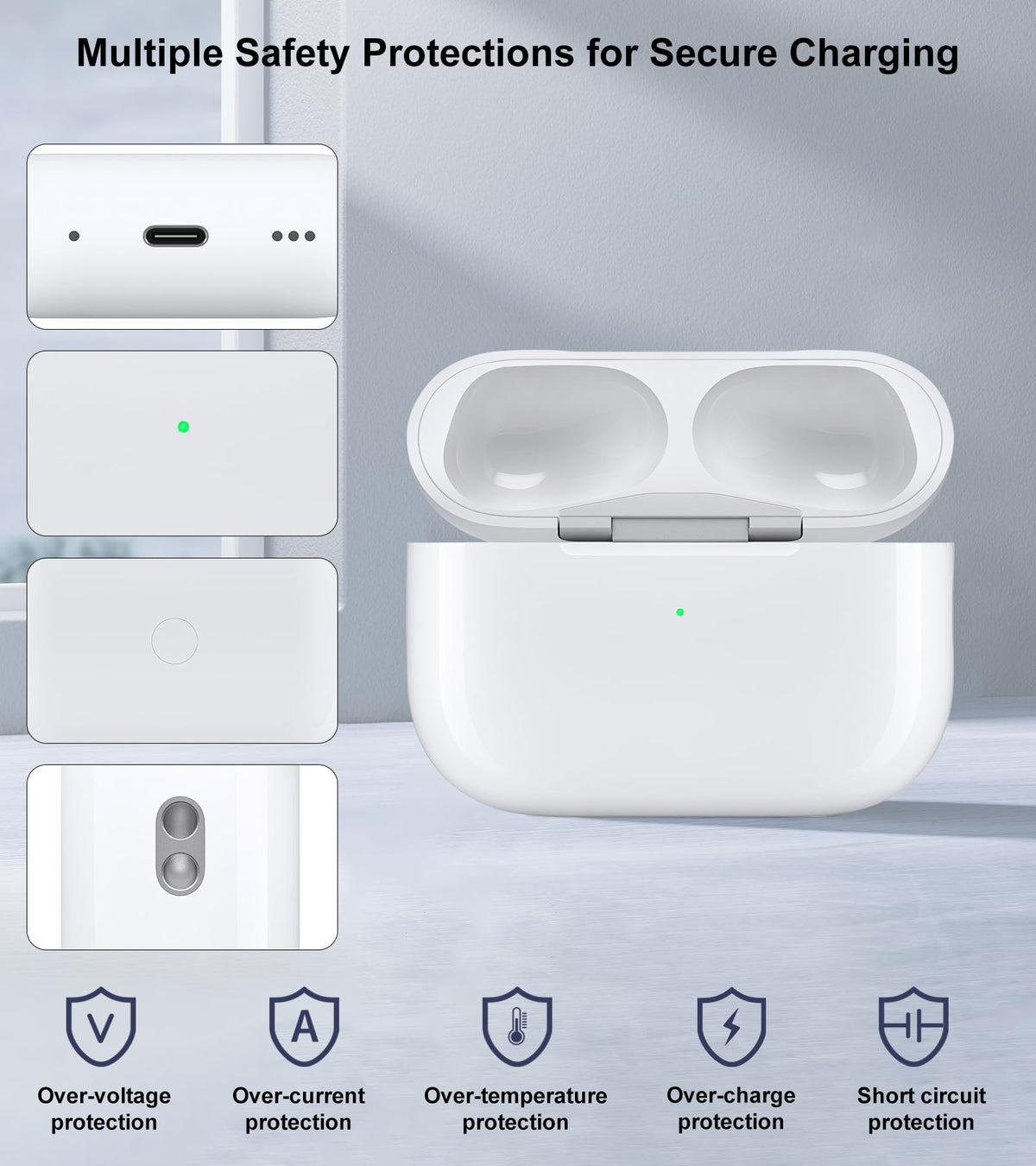 Haino AirPods Pro case open for quick one-touch pairing.