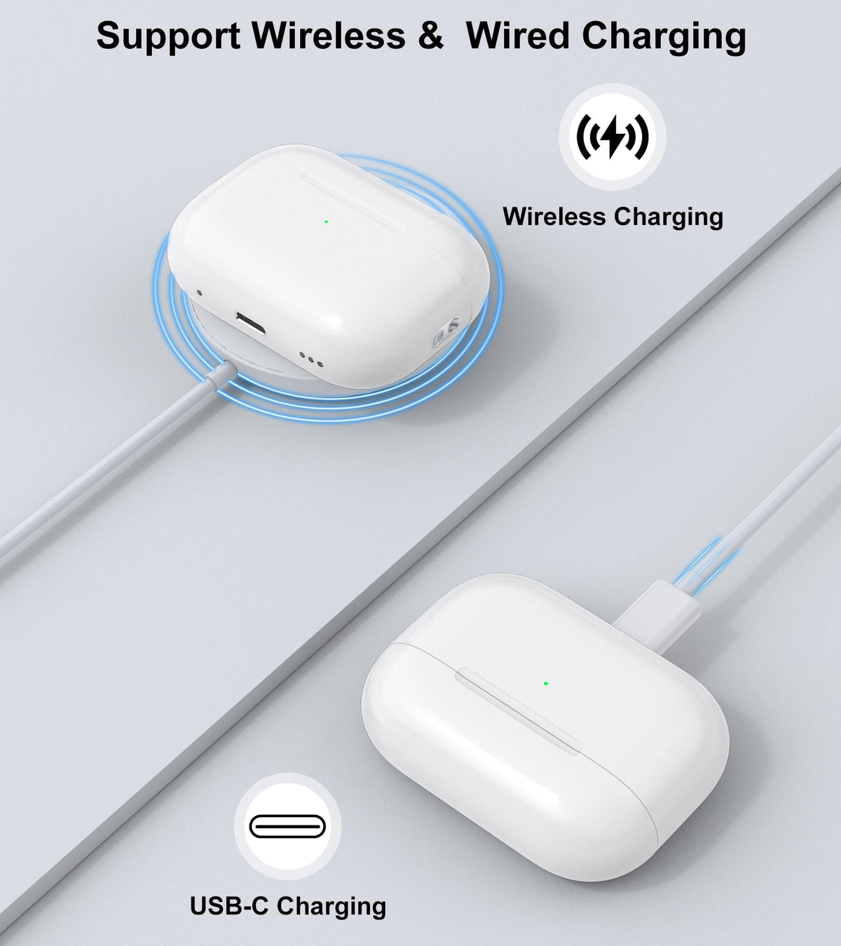 Haino AirPods Pro case USB-C port enables fast wired charging on the go.