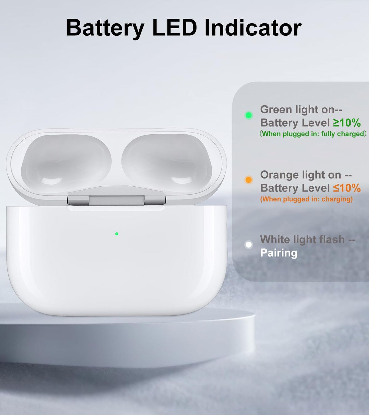 Haino AirPods Pro case on wireless charging pad for cord-free power.