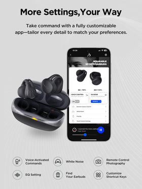 HAKII earbuds with water splashes showing IPX5 sweat protection benefit
