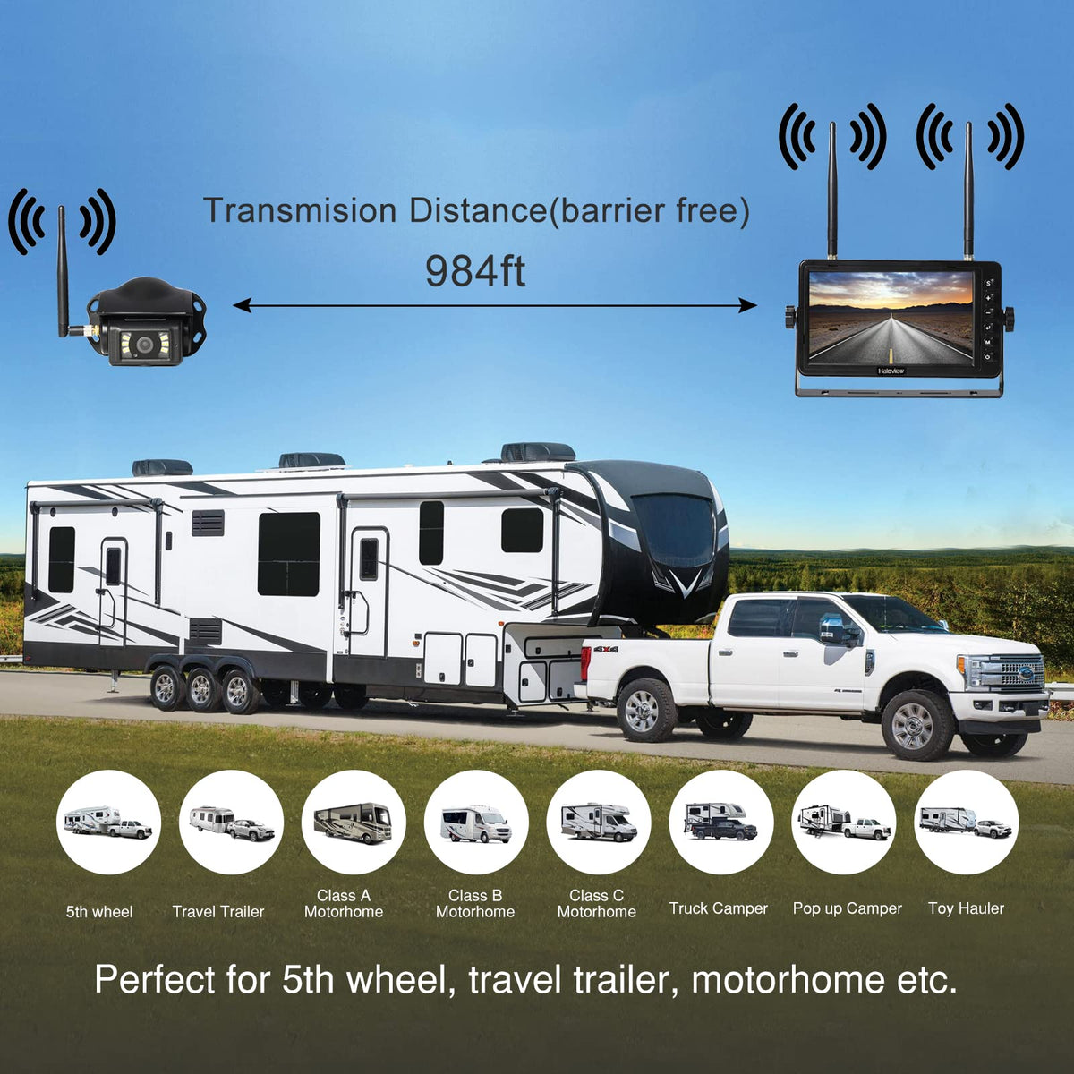 Haloview BT7 supports 4-channel AVI recording for multi-camera surveillance.