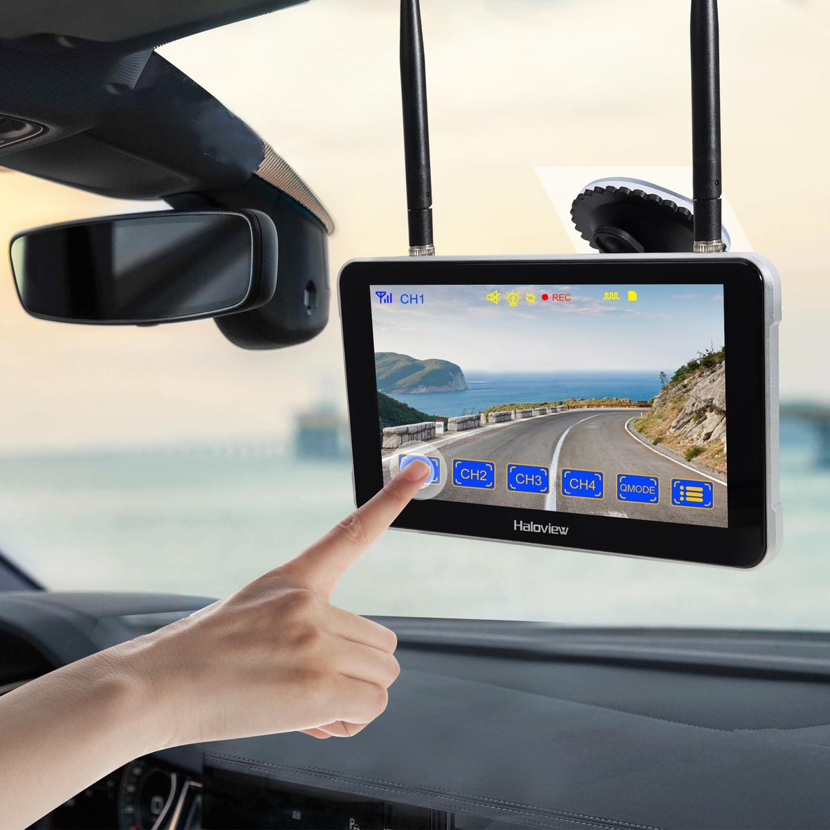 Haloview BT7 built-in recorder captures 1080P video for review