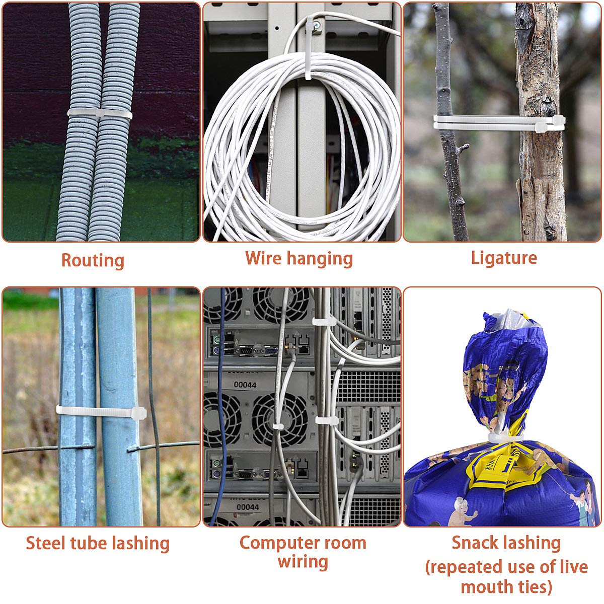 Halsouy nylon zip ties 6/6 material emphasizing fire-resistant construction