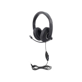 HamiltonBuhl Smart-Trek Mini closeup of in-line volume and leatherette earcup for easy control and hygiene