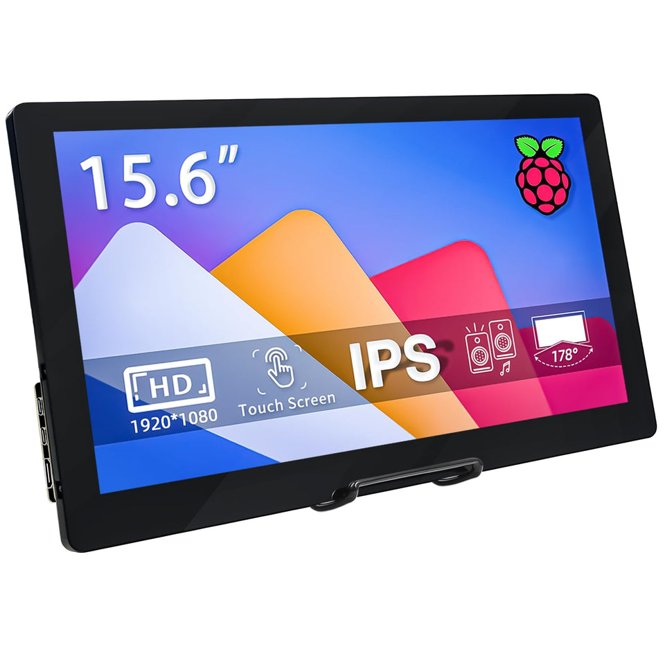 HAMTYSAN 15.6-inch Raspberry Pi screen front view with vivid 1080p display.