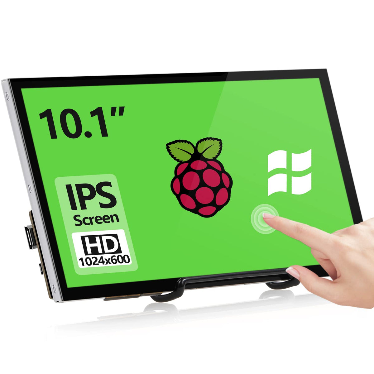 HAMTYSAN front view with stand showing clear IPS display and easy setup benefit