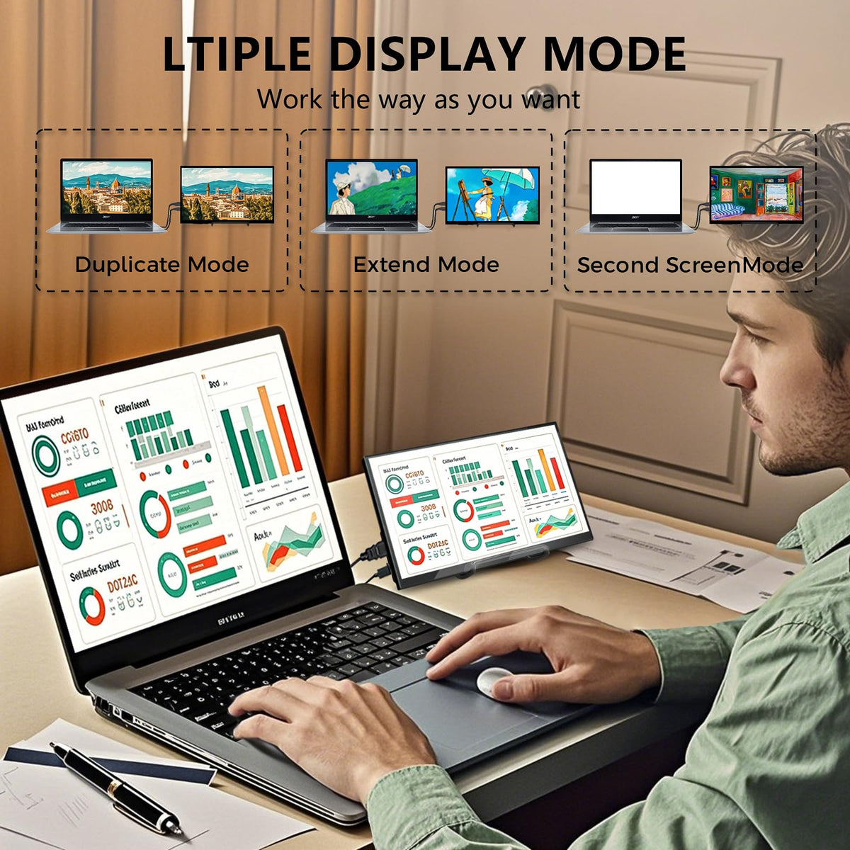 HAMTYSAN HDMI and USB power cables connected showing fast plug-and-play setup benefit