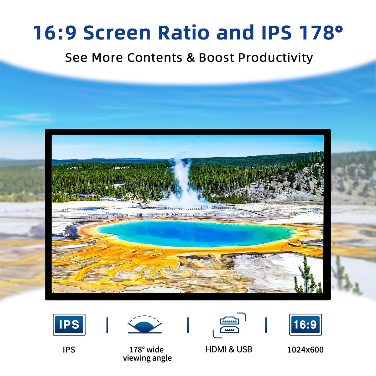 HAMTYSAN close-up of IPS screen texture highlighting vibrant color and wide viewing angles