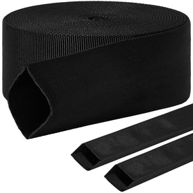 Hanaive front view of 26ft black protective sleeve showing full coil and label benefits