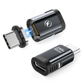 HanCenDa 240W USB-C magnetic adapter front view with durable aluminum shell.