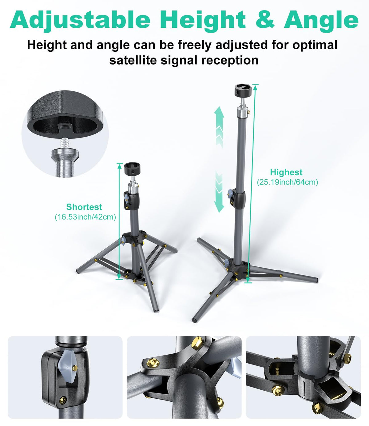 HanCenDa Starlink Mini Tripod Adjustable legs enable stable setup.
