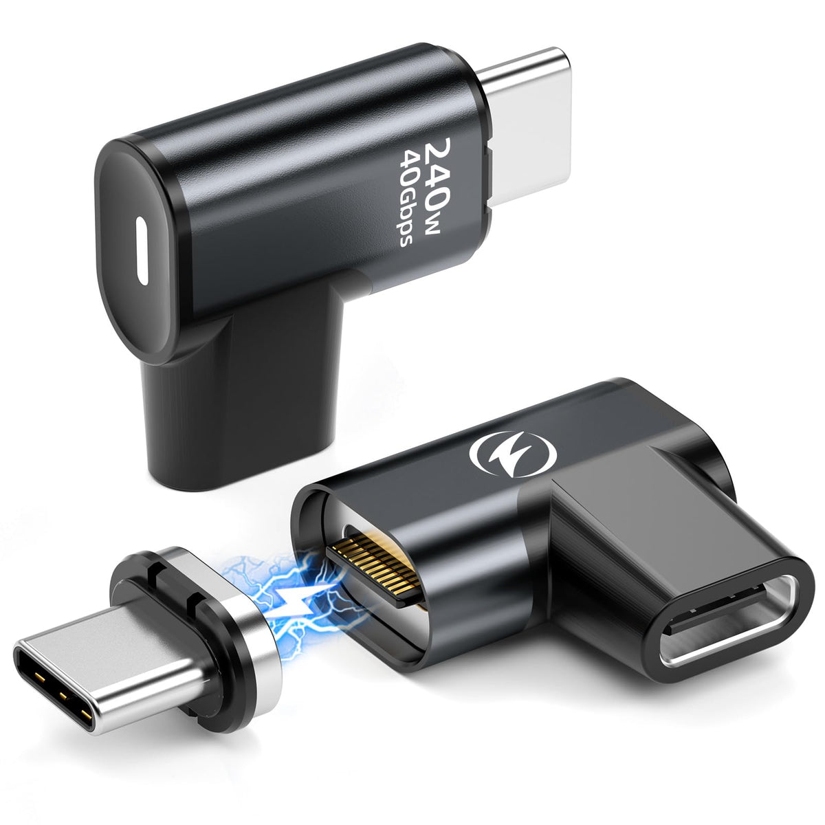 HanCenDa USB C magnetic adapter attached to a MacBook Pro for secure 240W power delivery