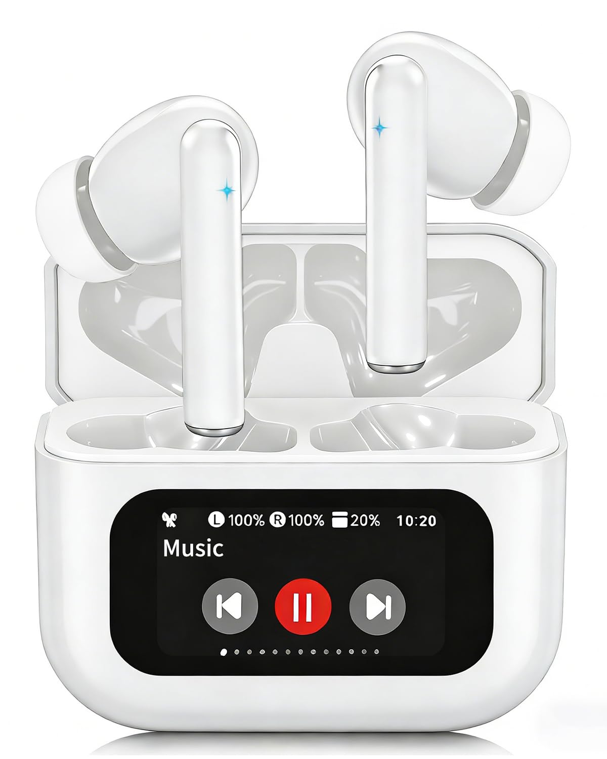 Handzee earphones with LED touchscreen enable on-device music control and quick access features.