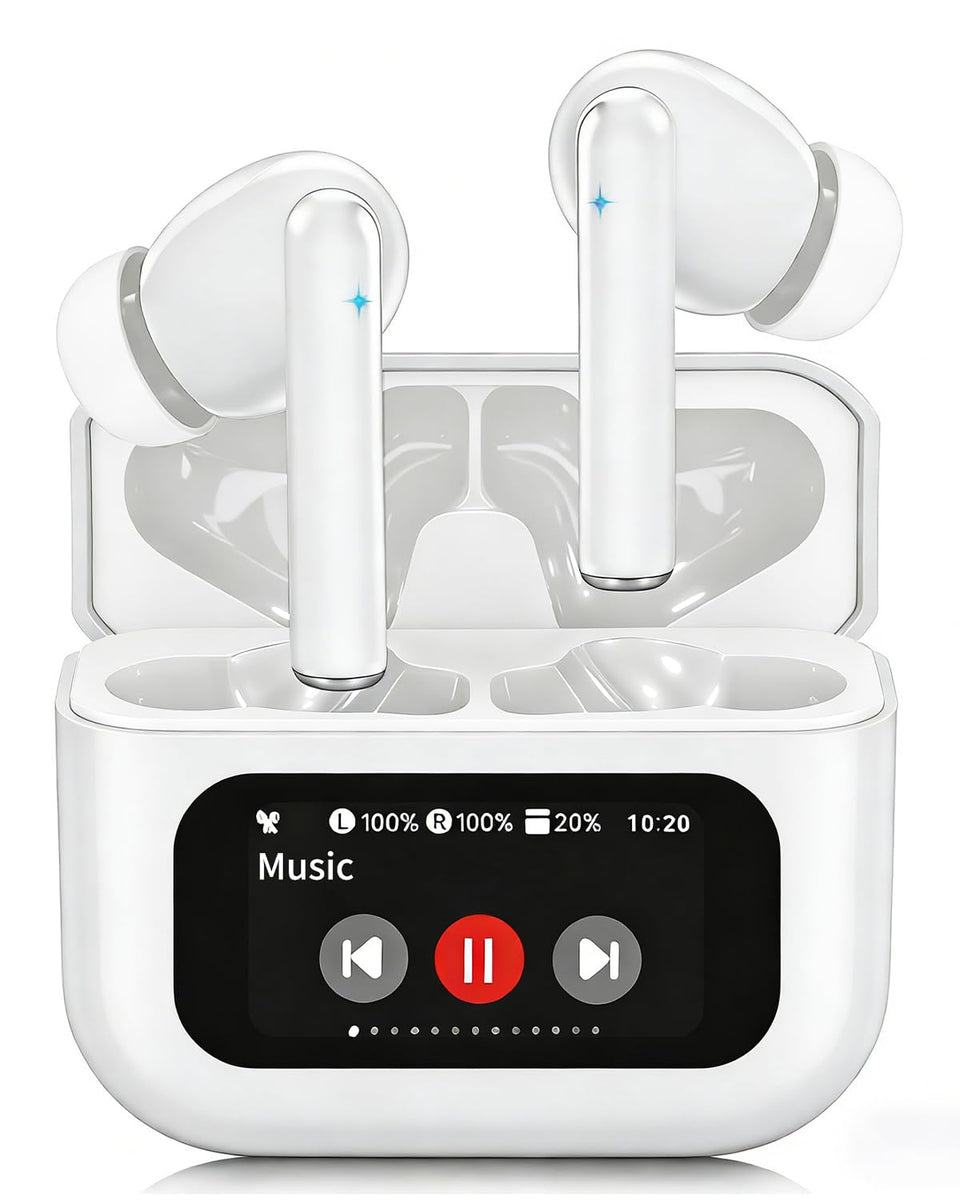 Handzee earphones with LED touchscreen enable on-device music control and quick access features.