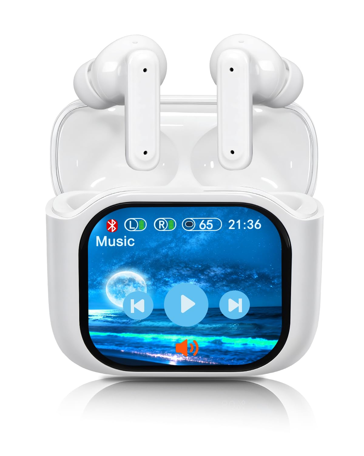 Handzee smart earphones with LED screen for on-the-go playback control