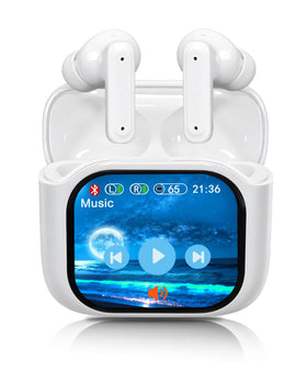 Handzee smart earphones with LED screen for on-the-go playback control