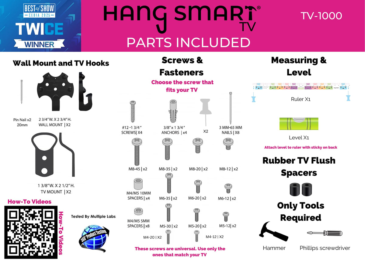 Hang Smart TV wall anchor detail showing masonry anchor for secure wall attachment