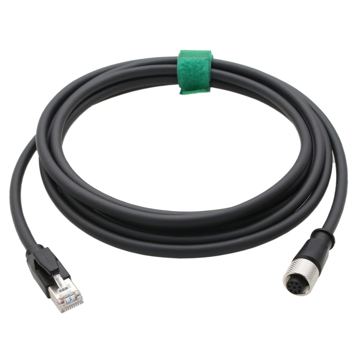 HangTon cable front view showing both 8-pin and RJ45 connectors, reliable connection