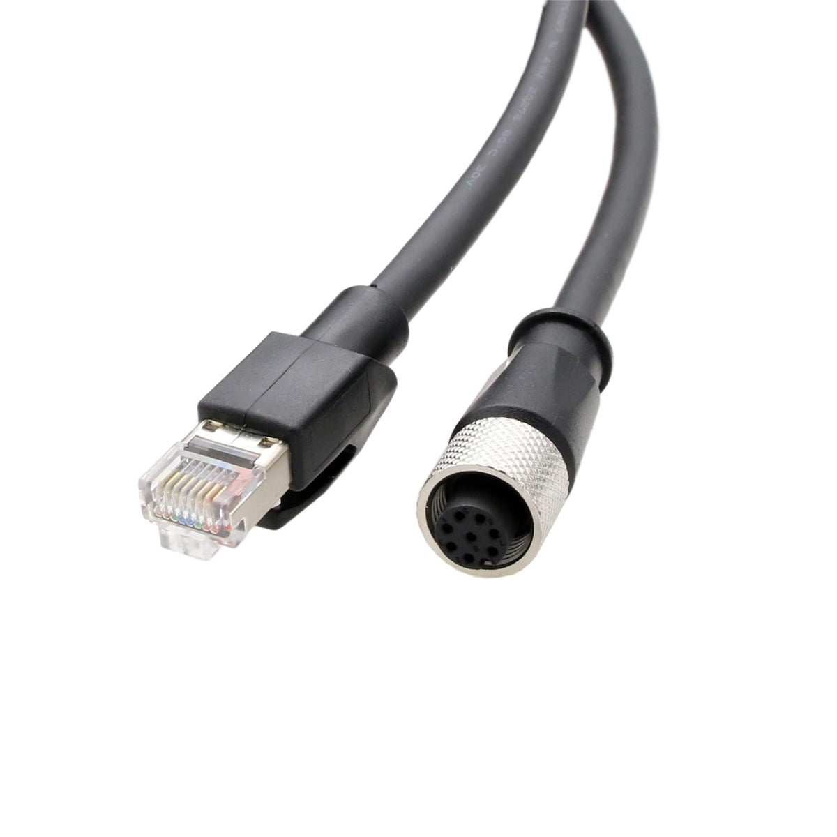 HangTon RJ45 end detail on cable, clear plug for secure laptop or switch link