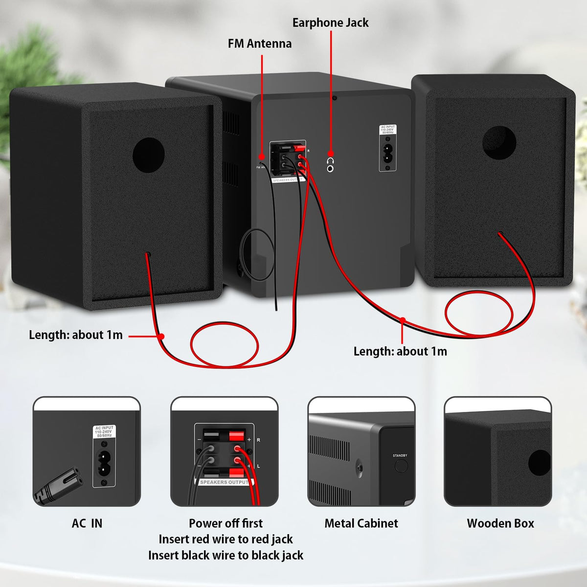 HANLIM back panel shows ports for Bluetooth, USB, and AUX connections.