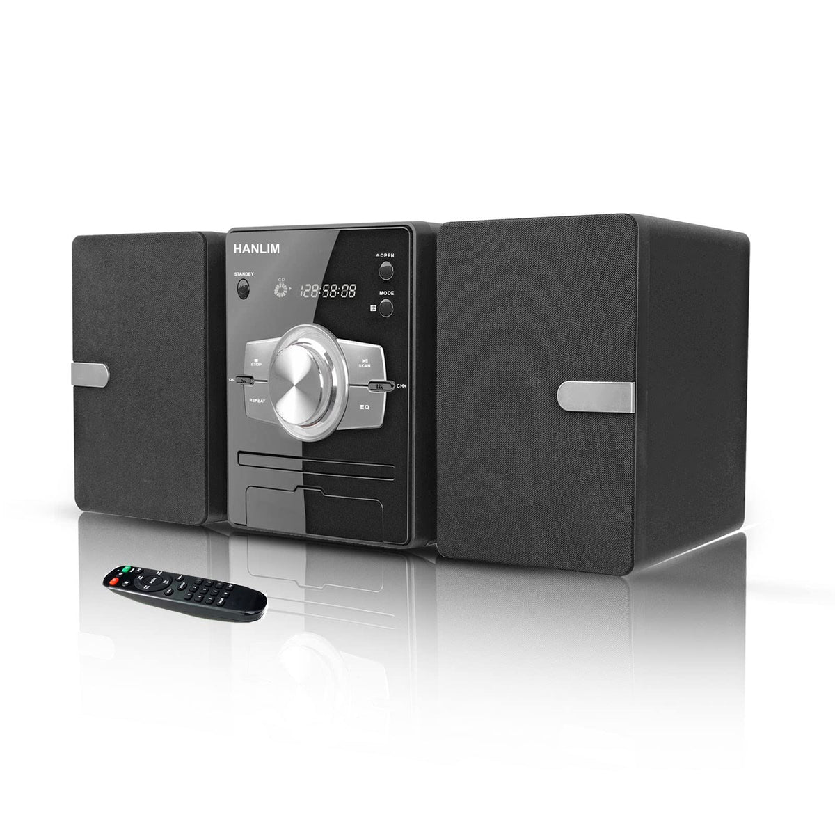 HANLIM home stereo front view with CD tray and LED display for quick access.
