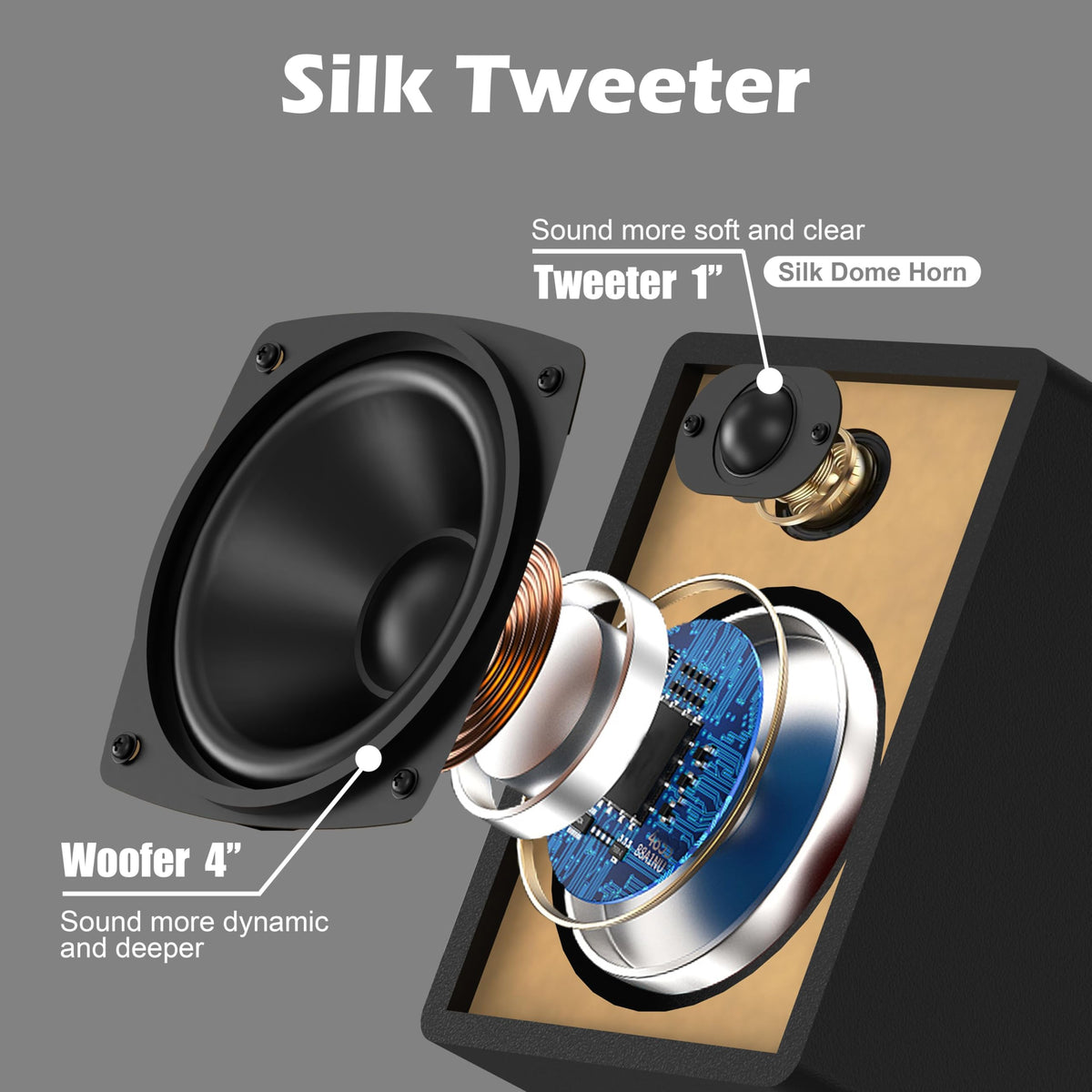 HANLIM home stereo left speaker provides solid bass for warm listening.